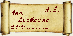 Ana Leskovac vizit kartica